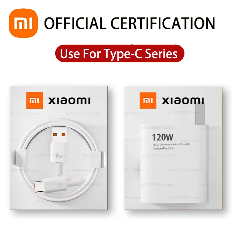 Xiaomi Original 120W Adattatore Di Alimentazione Per Caricabatterie Super Veloce Per Xiaomi Mi 12 6A Cavo Di Tipo C Per Poco X5 Pro Redmi Note 10 11 C