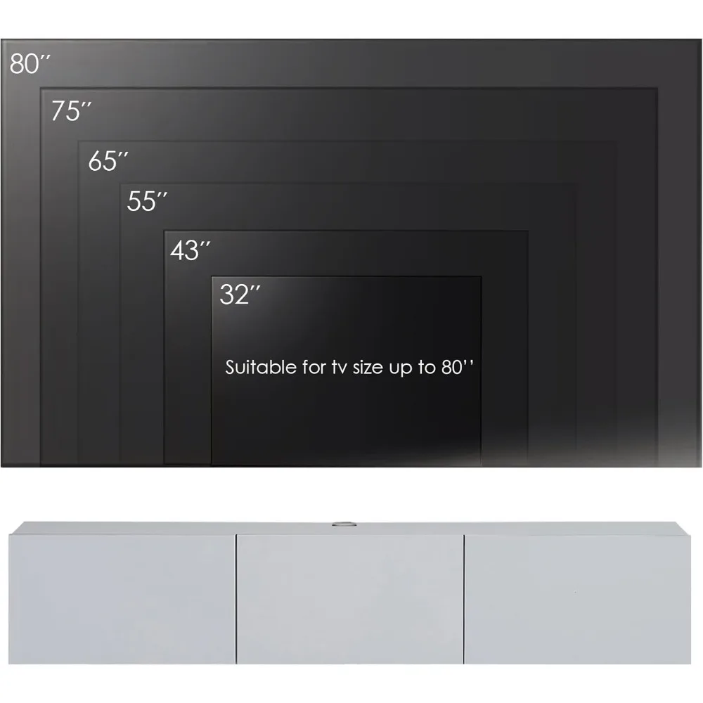 Mobili White Floating TV Stand, TV Stand up to 75 Inch TV, Floating TV Stand Wall Mounted, Floating Entertainment Center 5