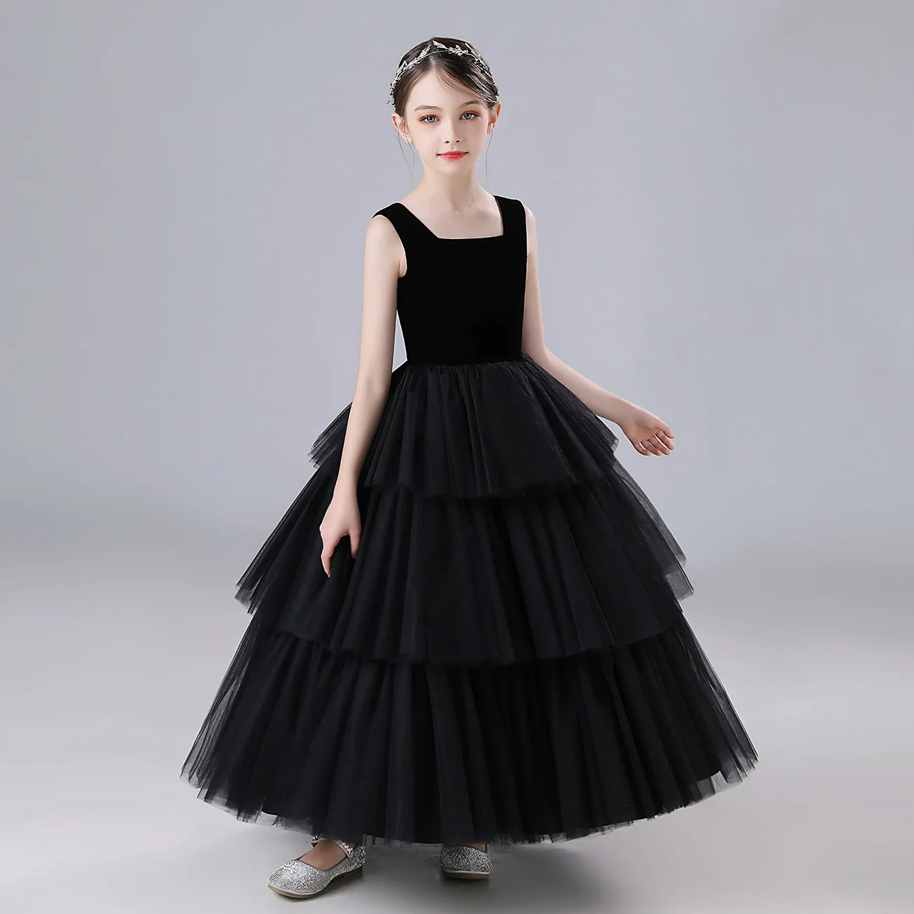 

Kids Dresses Children Elegant Long Prom Tulle Gowns 2024 New Girl Princess Dress Teen Wedding Bridesmaid Costume 3-12 Years