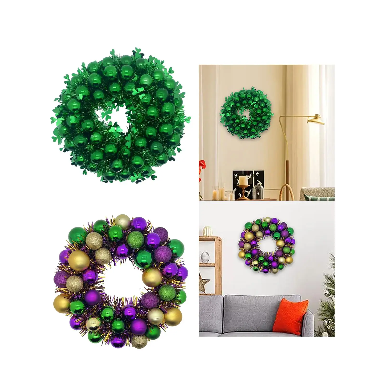 ST. Patrick`s Day Wreath Round Balls Wreath Front Door Wreath ST. Patrick`s Day Decor for Indoor Garden Holiday Office Wedding