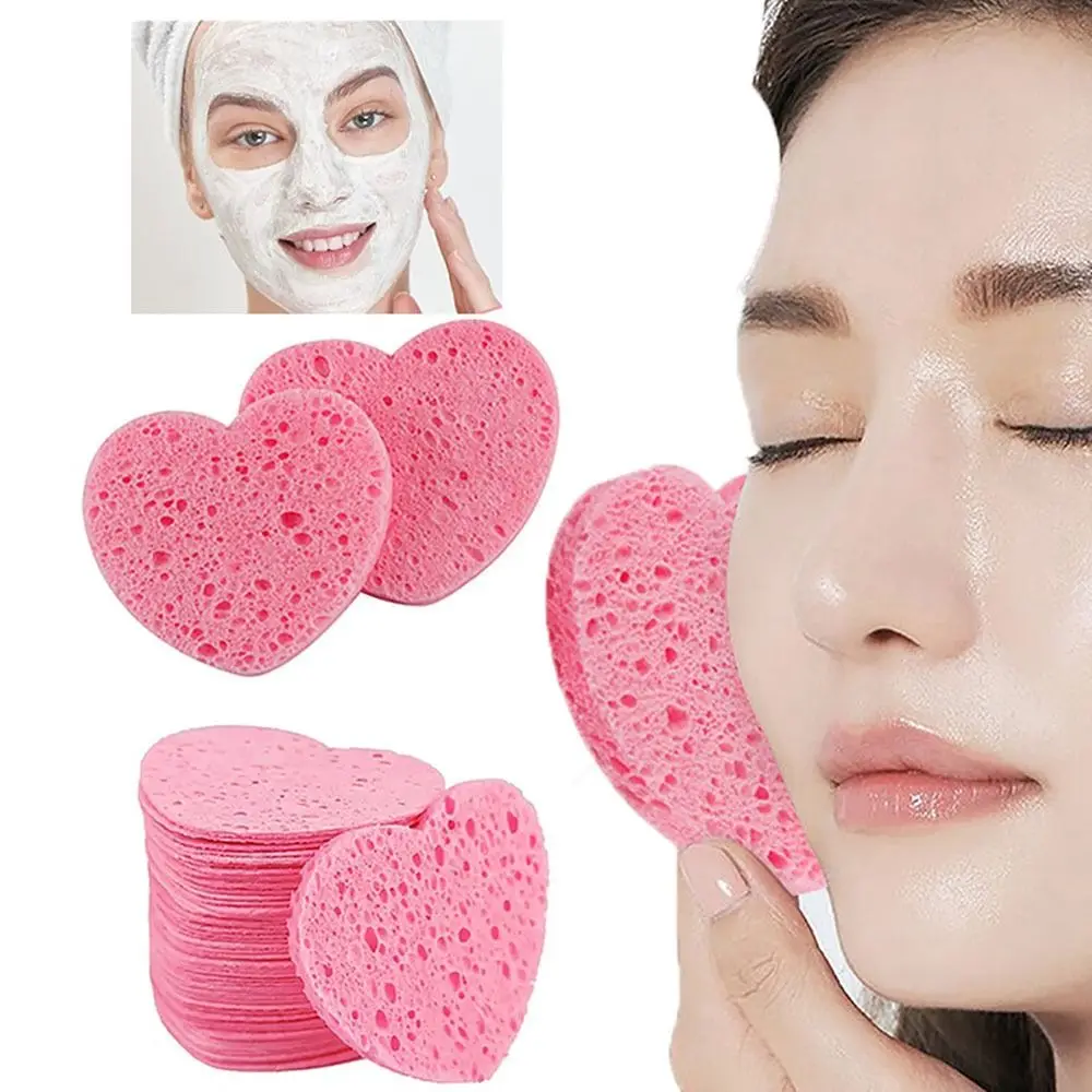 Description Picture 2 of item10PCS Makeup Removal Sponge Heart Shaped Cellulose Sponge Cotton Face Washing Cleansing Sponge Cosmetic Puff