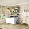 U13 Medium Over Washer and Dryer Storage Shelves, 6 Tiers Laundry Room Standing Shelf with 2 Hanger Rods, Space 4