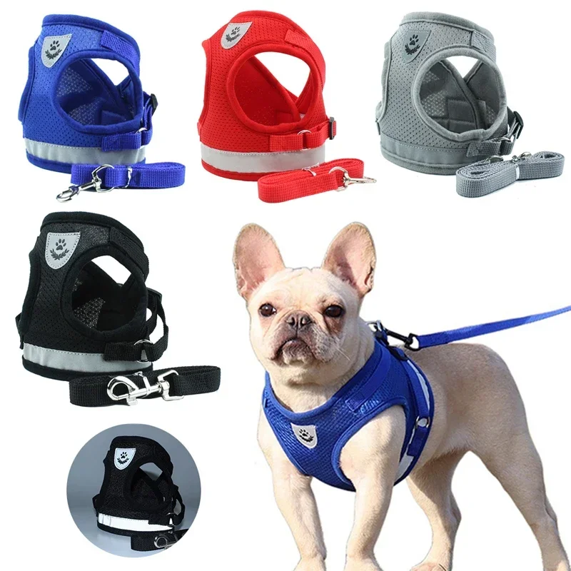 Reflective Cat Harness Breathable Cat Dog Harness Leash Set Adjustable Puppy Dogs Vest Dog Accessories for Small Dogs