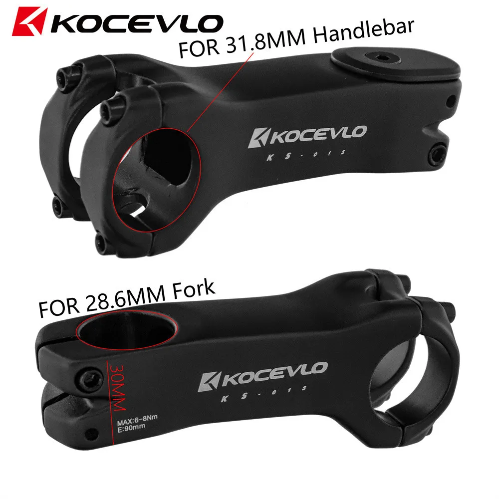KOCEVLO Aluminum Bicycle Stem 31.8 28.6mm Road MTB Bike Handlebar Stem, top cap included