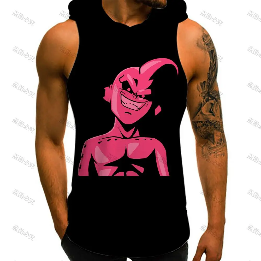Gym Dragon Ball Z High Quality Men Tank Top Vest With Hood Super Saiya Tops T-shirts Men's Clothes Oversized Goku Y2k Sleeveless