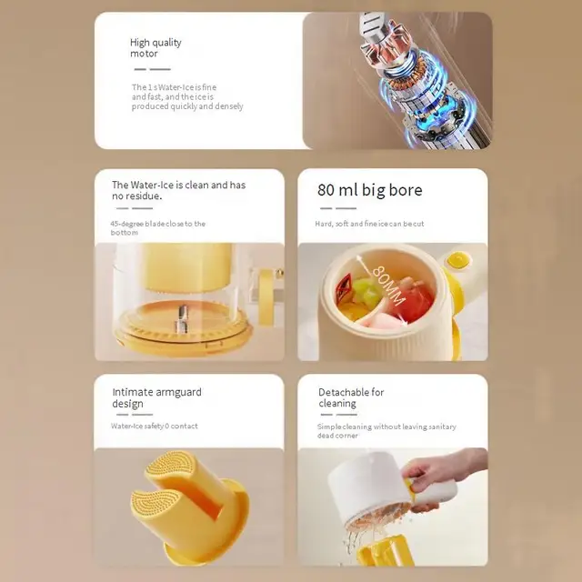 Mini Shaved Ice Machine for Home Use, Multi-Purpose Small Electric Shaved Ice Maker,Ice Slush Machine, Summer Fluffy Ice Crusher 6