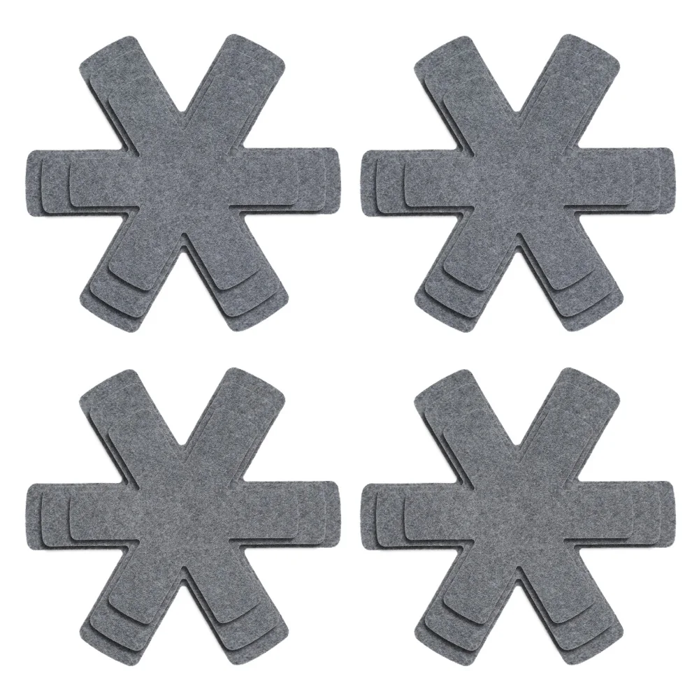 8 Protectores De Fieltro Para Sartenes: Separadores Antideslizantes, 2 Tamaños (20 Y 30 Cm), Protegen De Arañazos