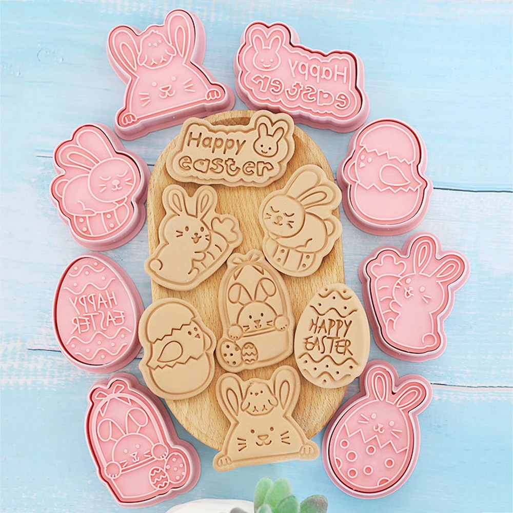 8Pcs Easter Cookie Cutters Easter Eggs Bunny Cookie Molds Biscuit Mold Stamps Kids Baking Diy Accessories Easter Decoration 2026