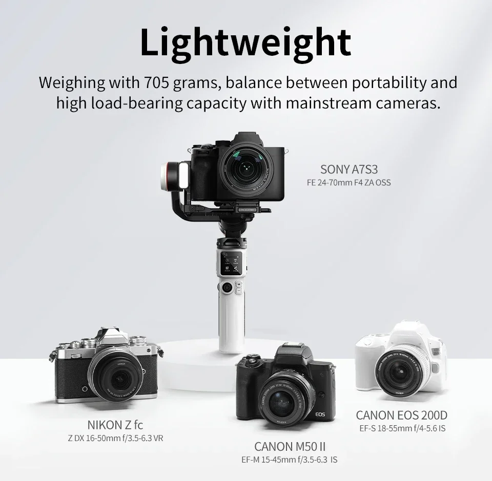 ZHIYUN Crane M3S 3 Axis Gimbal Camera Handheld Stabilizer Bluetooth Shutter Control Fill Light For Mirrorless Camera