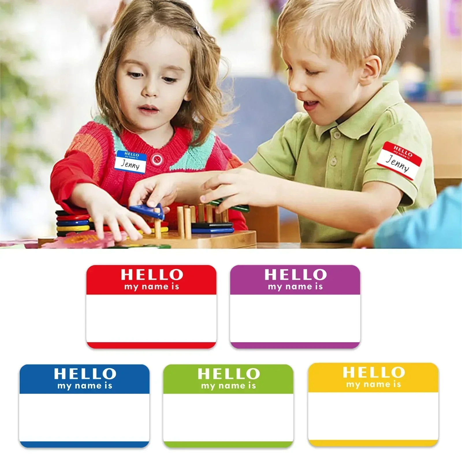 1Roll Name Tags Stickers Hello My Name Is Labels For Office Meeting School 300PCS Stickers Self-Adhesive Identify Taps