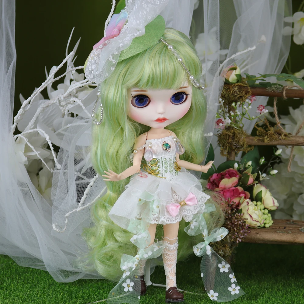 Outfits For ICY DBS Blyth Doll Green Fiary Elf Dress With Hairpin For
