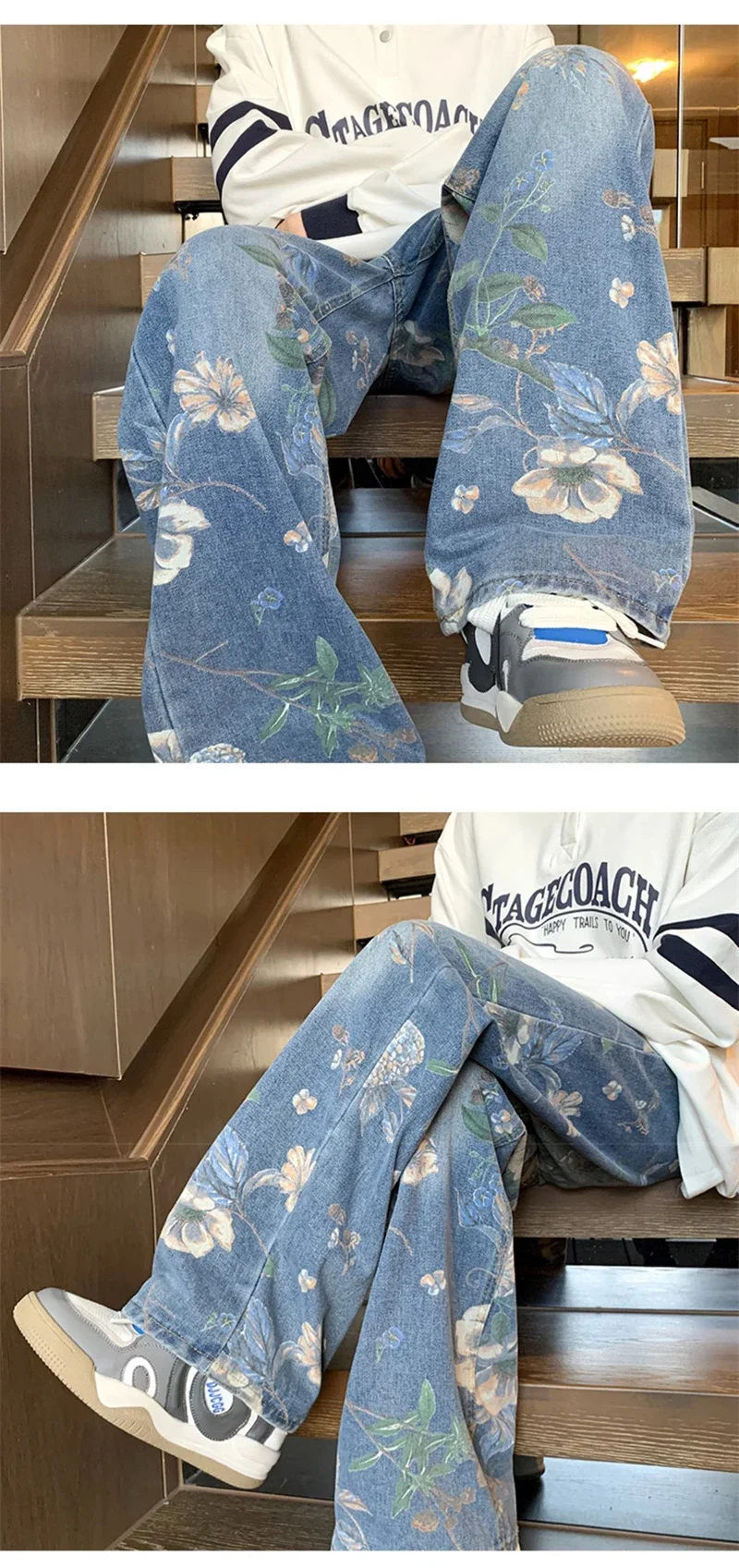【VETEZE】24SS★ Flower Half Denim Pants Amazon.com: VEYEBZ Women's Floral Print Straight Leg Jeans