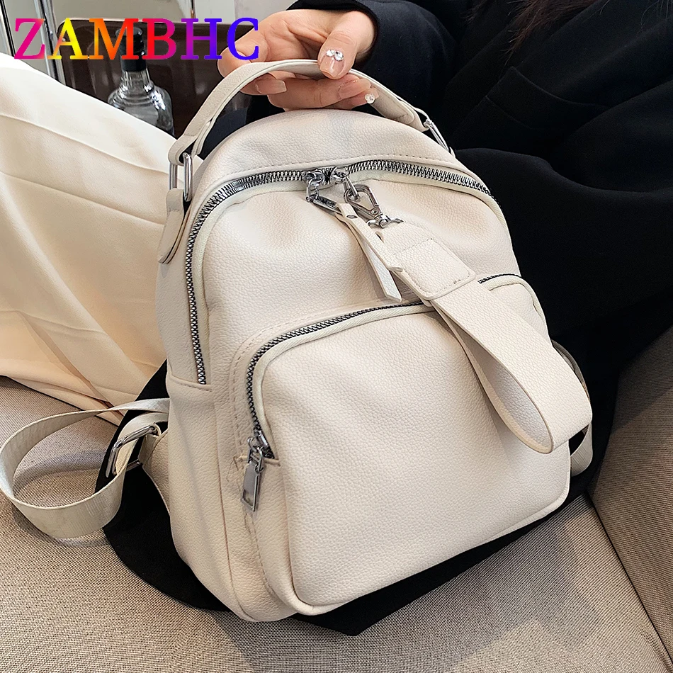 High Quality Women's Soft Leather Backpack Luxury Designer Backpacks for  School Teenagers Girls Cute Female Small Bagpack Brand