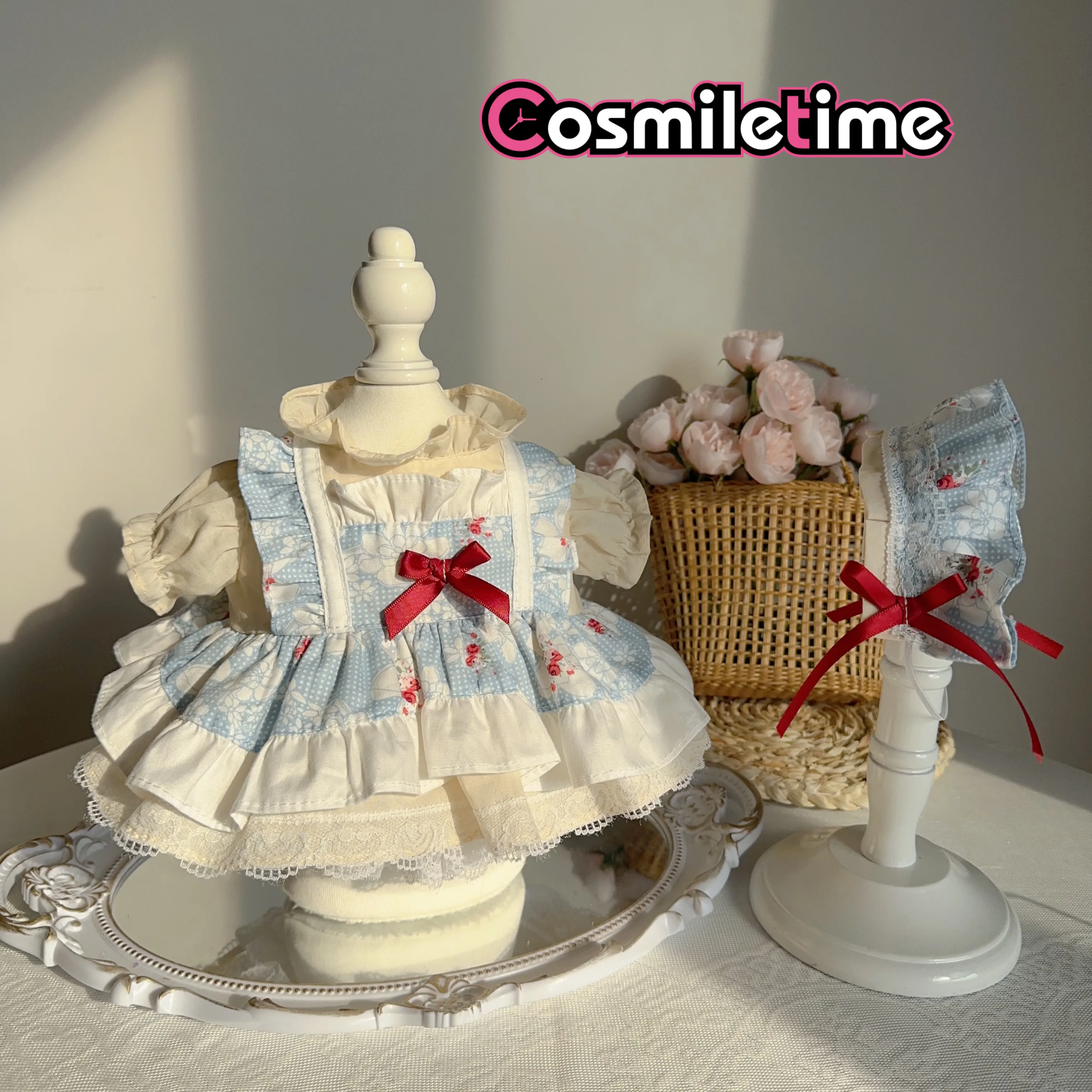 

In Stock Handwoven Blue Flowers Skirt Costume Suit For 20cm Plush Doll Clothes Accessories Dress Up Cosplay Anime Toy