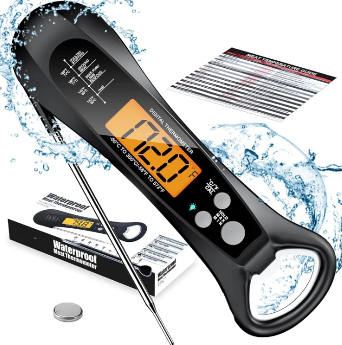 Instant Read Meat Thermometer for Cooking, Fast & Precise Digital Food Thermometer with Backlight, Magnet, Calibration, kitchen