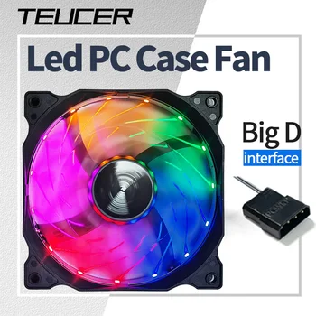 Teucer PC 케이스 선풍기, 12V 큰 4 핀 섀시 전원 공급 장치, 저소음, 조용한 이중 와류 다크 브라운, 15 LED 냉각 환풍기, 120mm