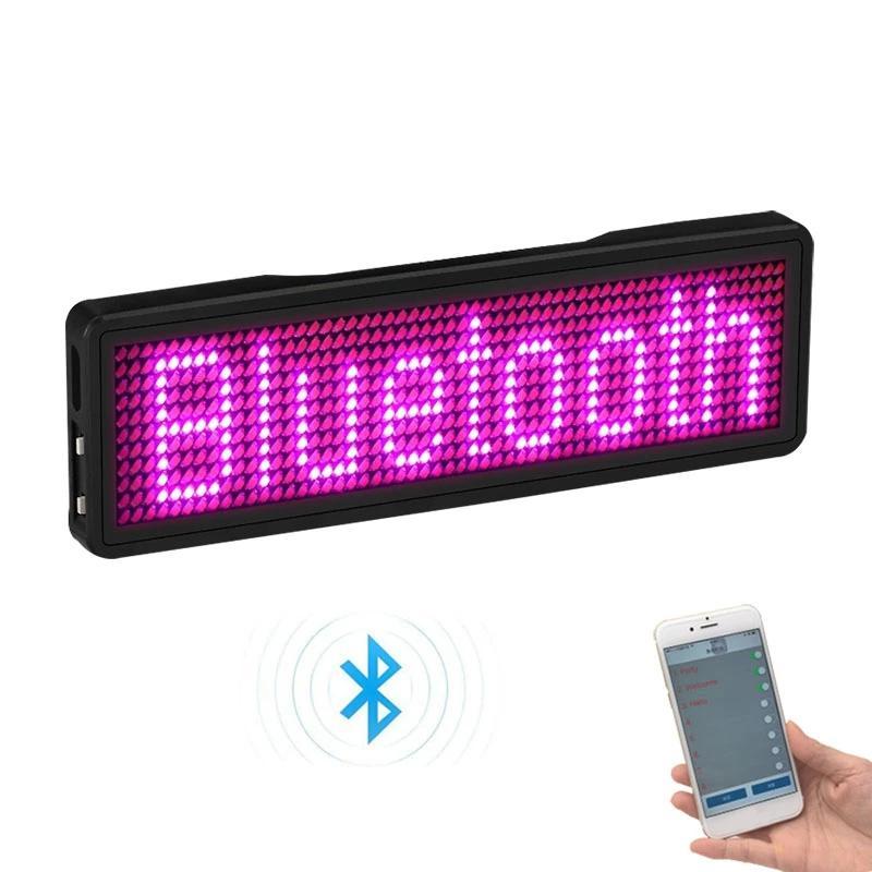 Bluetooth LED Name Badge Rechargeable Light Sign DIY Programmable Scrolling Message Board Display LED Type 2 Bluetooth Led Name Badge