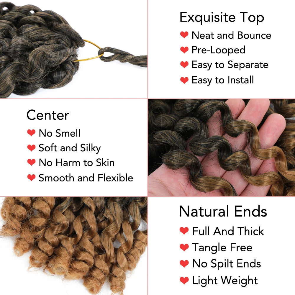 1- 4 Packs 8 inch Natural Black Jumpy Wand Curl Crochet Hair Short Synthetic Jamaican Bounce Braiding Hair Twists for Daily Use 3