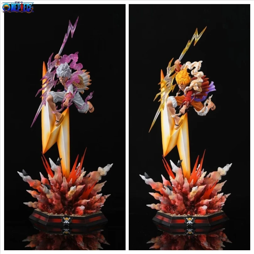 

50cm Anime One Piece Gk Lightning Nika Luffy Can Emit Light Scene Statue Collectible Trendy Figures Model Office Decoration Toy