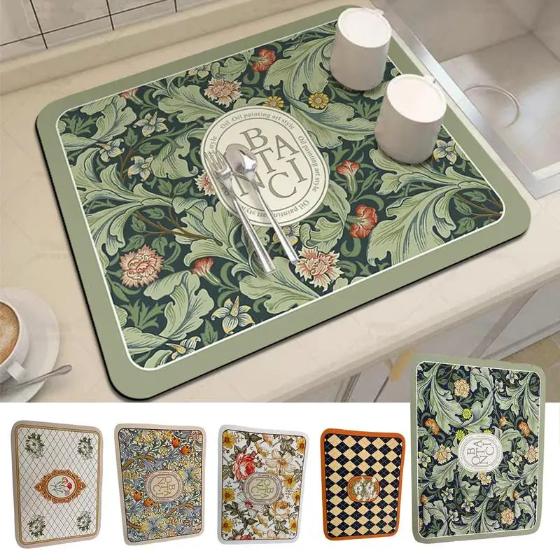 Tohuu Fantasy Style Draining Mat Super Absorbent Kitchen Countertop  Technology Cloth Drain Pad Dish Drying Mat Printed Polyester Fabric for  Kitchen Counter wondeful 