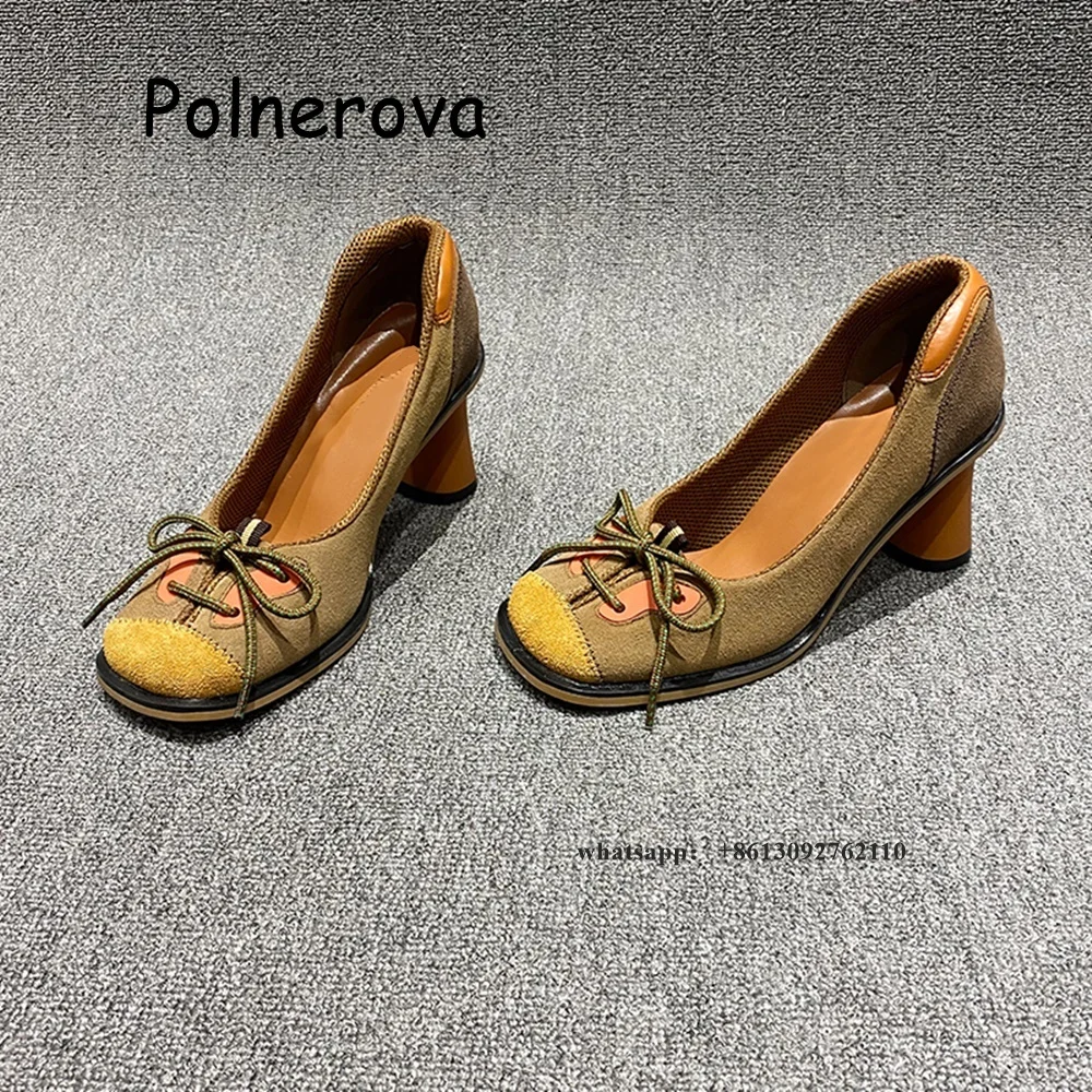

Butterfly Knot Suede Pumps Glass Heel Strange Style Women's Shoes Spring Casual Sweet Girls Slip On Retro Lace Up Luxury Shoes