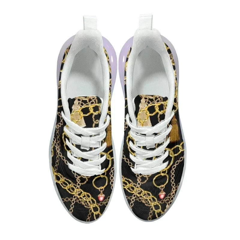 Black AF Cushion Shoes For Women Golden Chain Sneakers Spring New Designer Casual Vulcanized Shoes Dropship