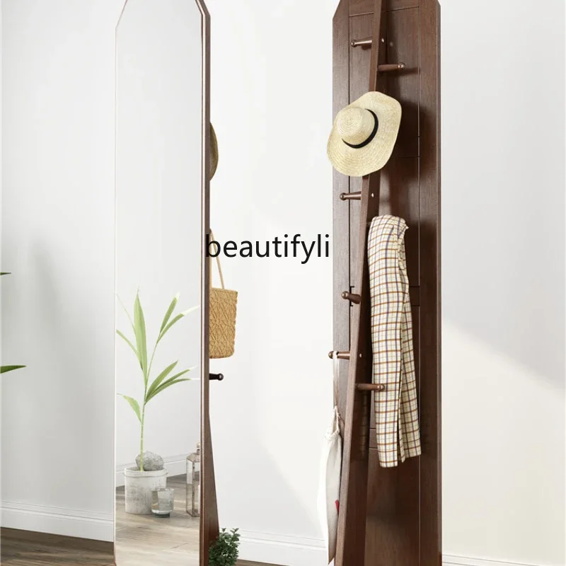 

HJ Dressing Mirror Special-Shaped Floor Rotating Coat Rack Full-Length Mirror Integrated