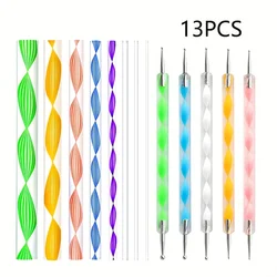 Deluxe Assorted Art Pen Set with Screw Rods and Double - Ended Dot Brushes (Colours 13pcs)