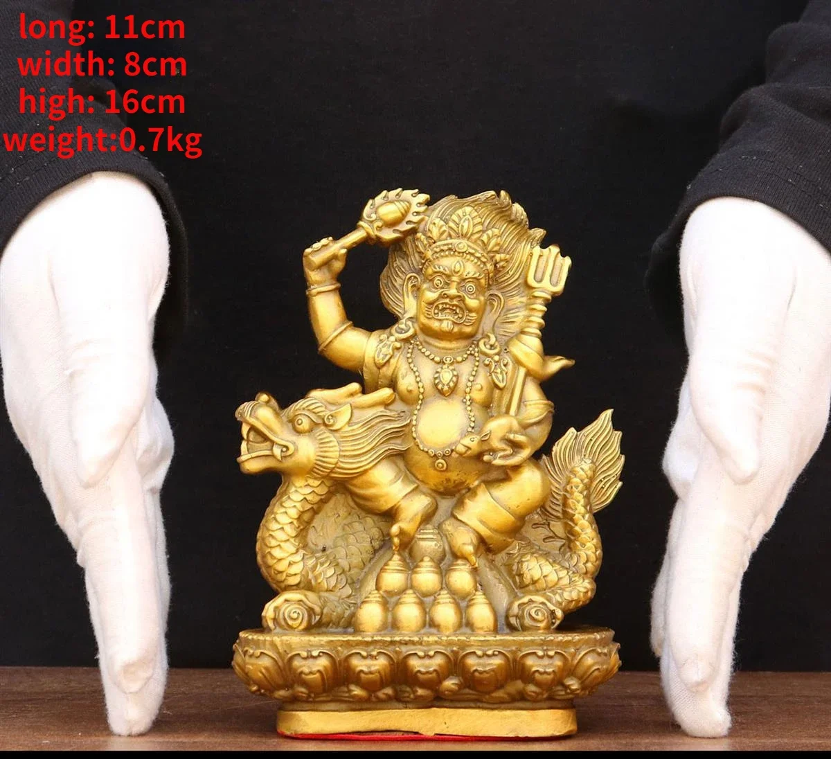 Side angle of Tibetan God of Wealth statue
