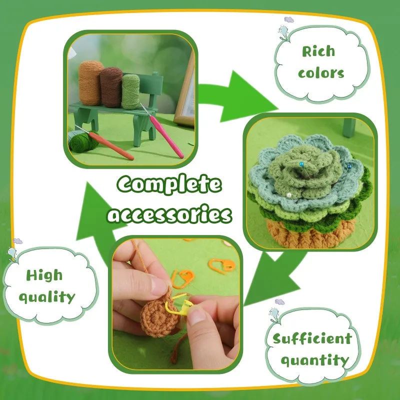Crochet Kit for Beginners Crochet Coasters Kits Crochet Yarn Hook Set Step-by-Step Instructions Video