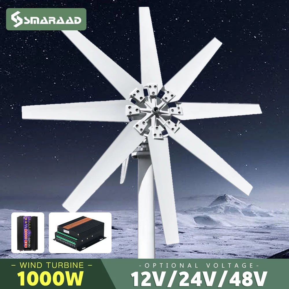 1000w 1kw Horizontal Wind Turbine Generator 48V 24V 12V  Power Magnetic Dynamo Free Energy Windmill Home Appliance Camping Solar