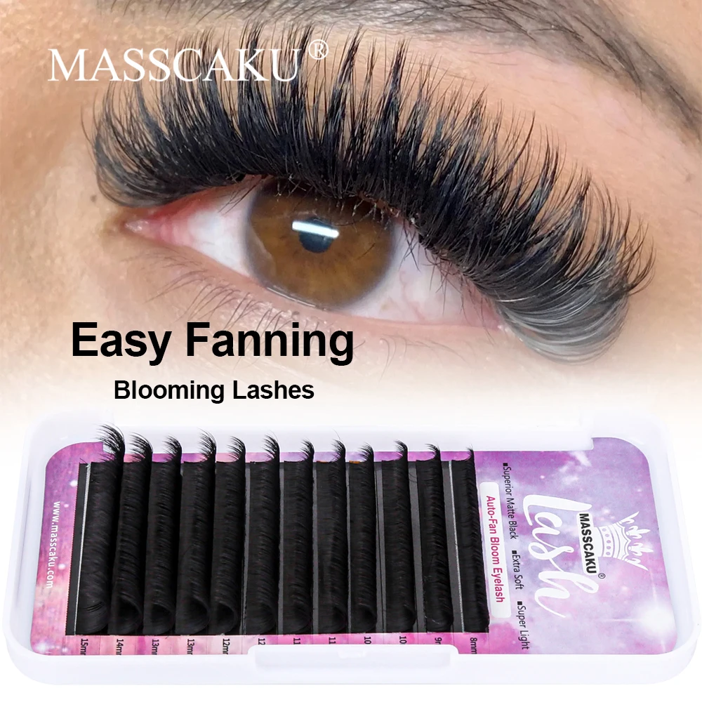 

MASSCAKU 0.05/0.07/0.10mm C/CC/D/DD Curl Fast Flowering Lash Extension Wholesale Faux Mink Easy Fanning Volume Eyelash Extension