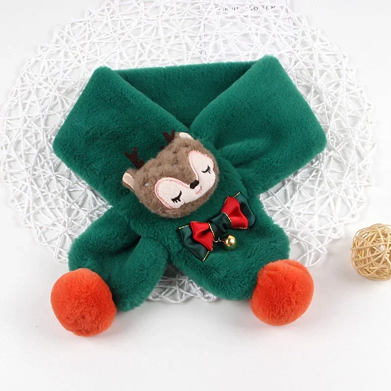 Christmas Scarf Parent Child Plush Angora Yarns Simulation Lapin Fur Winter Children Cartoon Winter Scarves for Boy and Girl