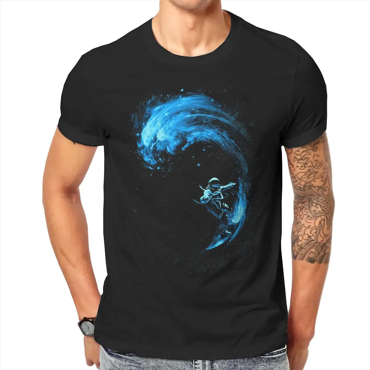 

Men Space Surfing Classic T-Shirt Crewneck Cotton Style Hipster Ofertas O Neck Graphic Tshirt