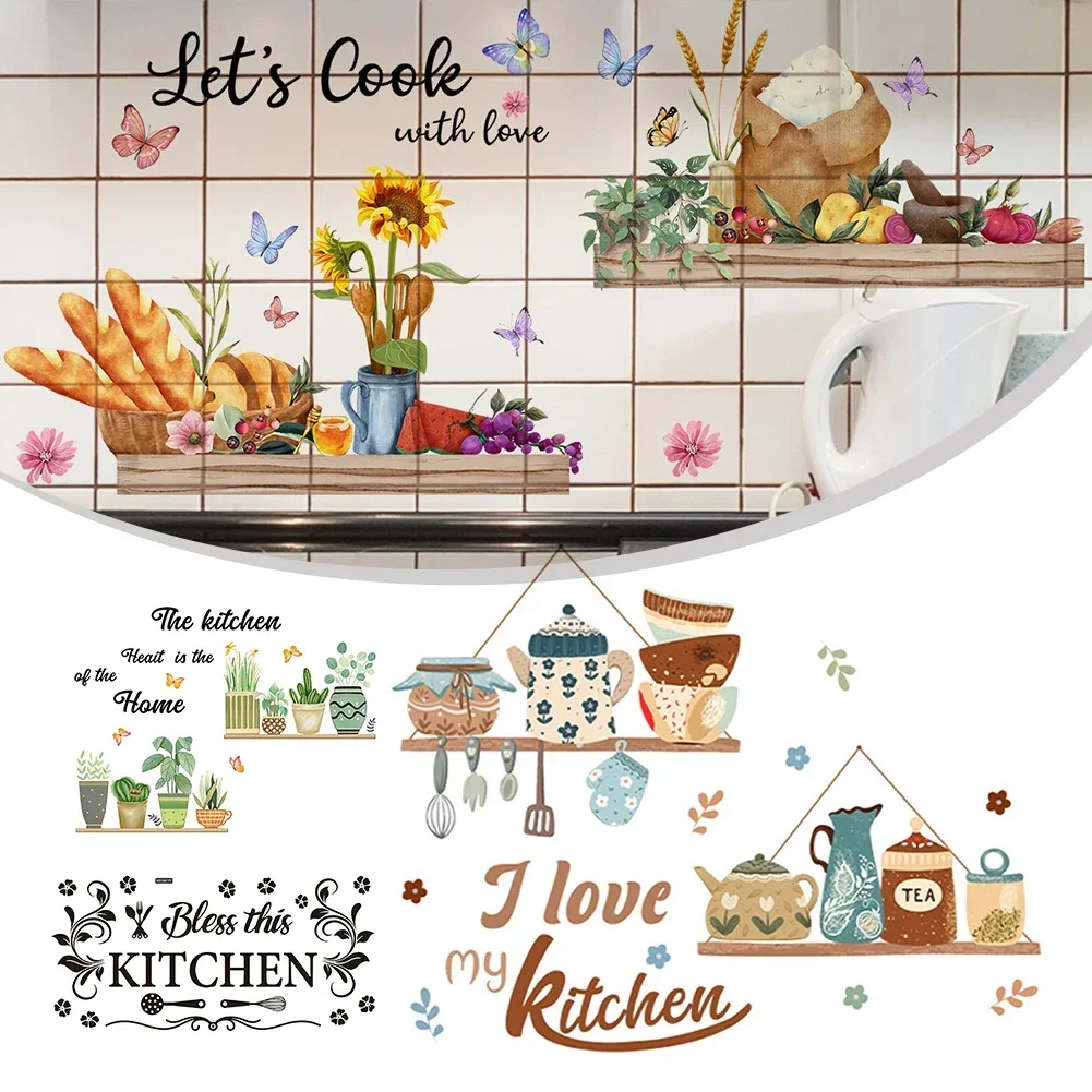 Adhesive Wallpapers Kitchen Supplies Pattern Wall Sticker For Kitchen Restaurant Background Decoration Mural Art Home Decor