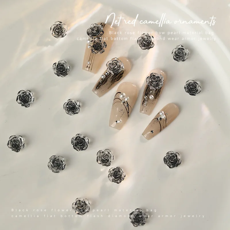 100Pcs 8mm Resin Flowers Nail Art Carft DIY Roses Daisy Rose Nail