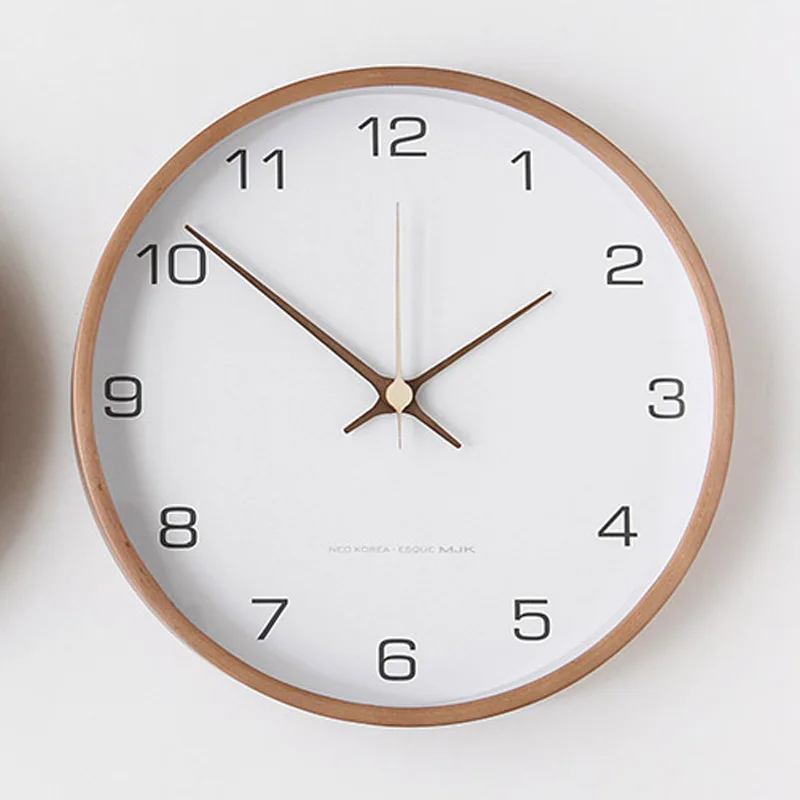 

Bedroom Nordic Atmospheric Wood Clock Nordic Retro Wooden Wall Clock Modern Living Room Decoration Hanging Wall Watch 10 Inch