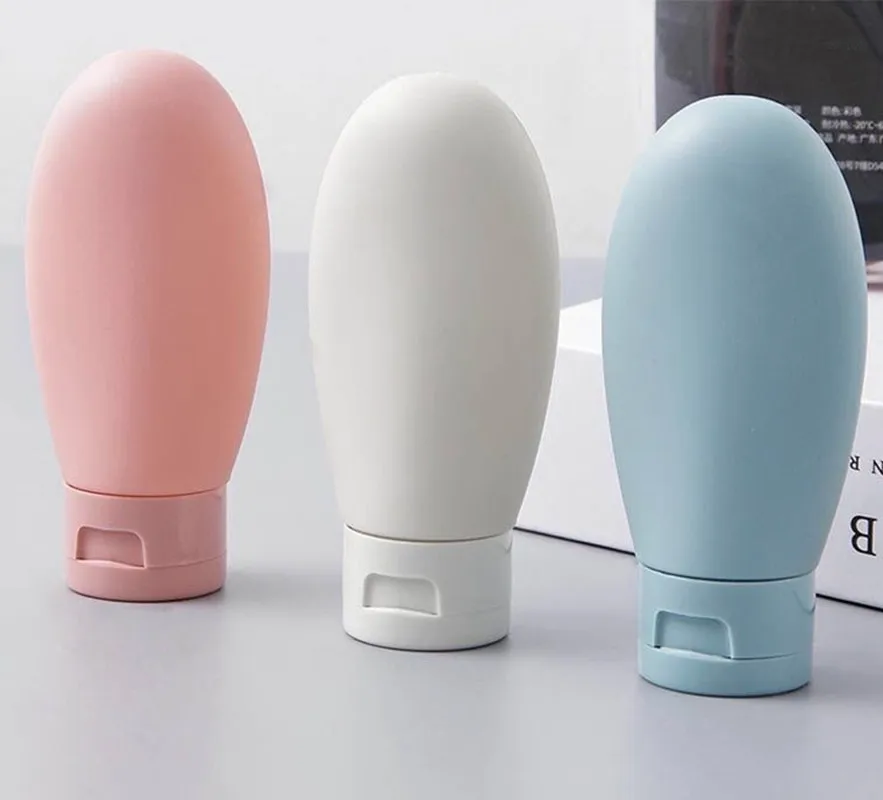 thumbnail image 5 of Juego de 3 botellas rellenables portátiles para champú, gel de ducha, kit de viaje de estilo nórdico, contenedor para llevar en el avión, 5 of 6