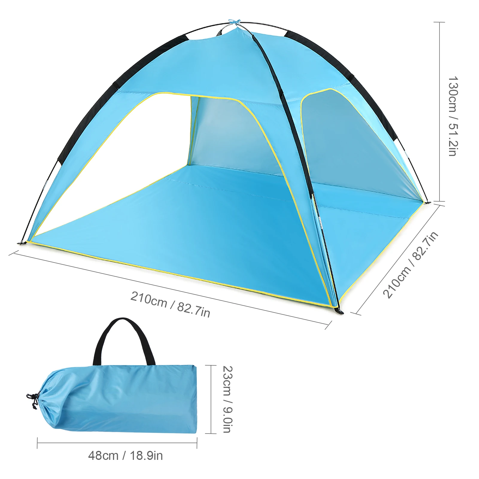 HARBLAND Beach Tent Sun Shelter with Sand Shovel Tent Stakes&Stability  Poles Beach Canopy Sun Shade UPF50 - AliExpress