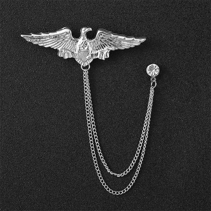 Vintage Tassel Chian Brooch Pin For Women Men CZ Crystal Buckle Chain...