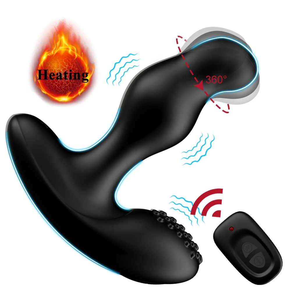 Drehen Sie 360 Grad männliches Prostatamassagegerät, kabellose Heizung, Butt Plug, Analvibratoren, Anus, Prostatastimulator_voghion.com