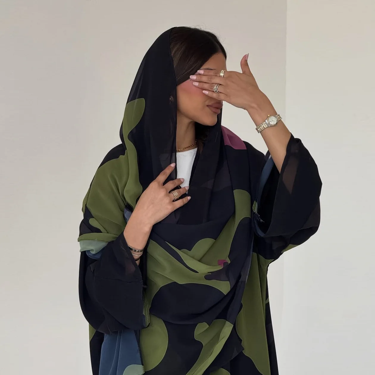 طقم ملابس إسلامية عربي من قطعتين للنساء، حجاب وعبا...