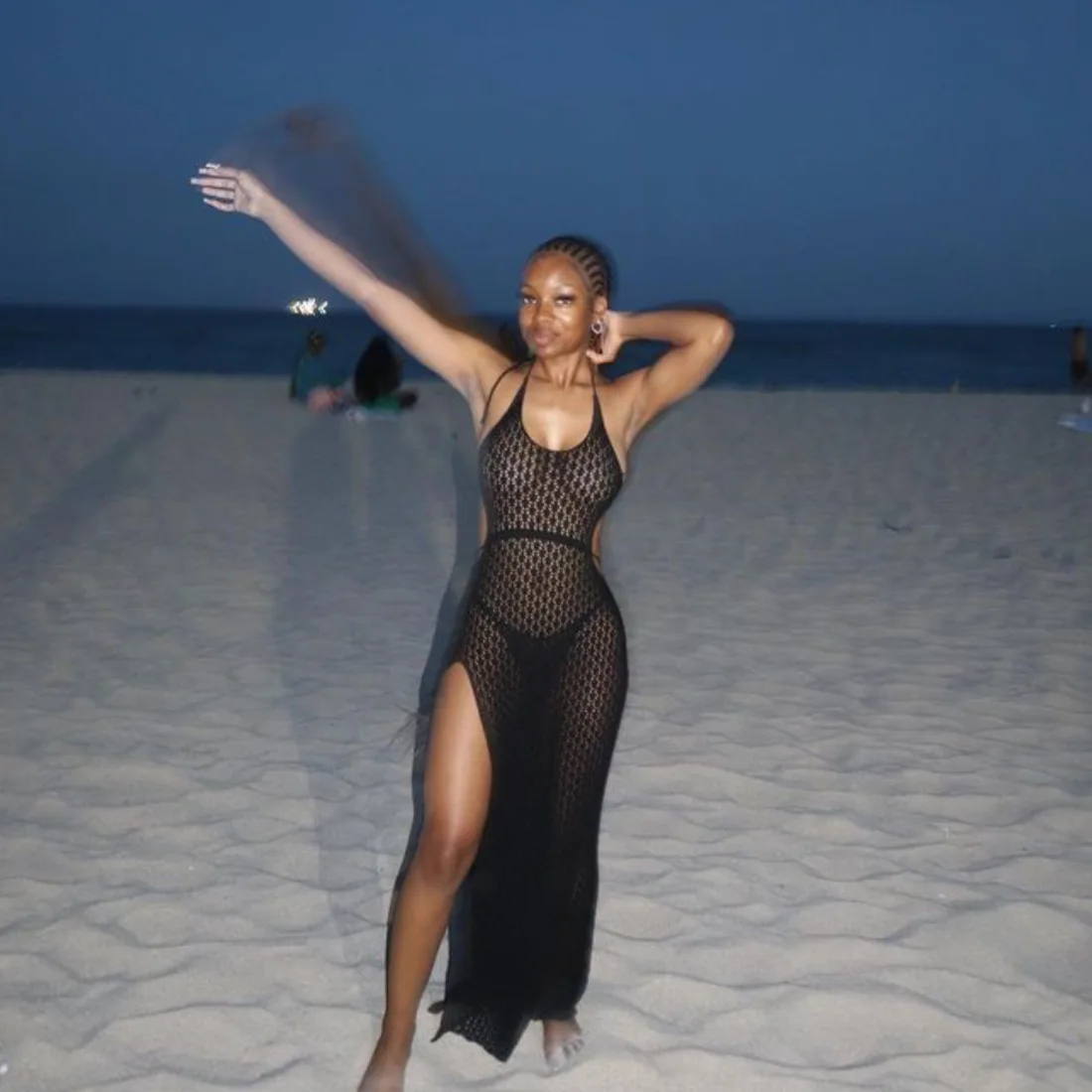 Vestidos de punto con abertura lateral para mujer, vestidos de fiesta de verano para playa y vacaciones, vestido ajustado con espalda descubierta, vestido largo de punto con abertura lateral
