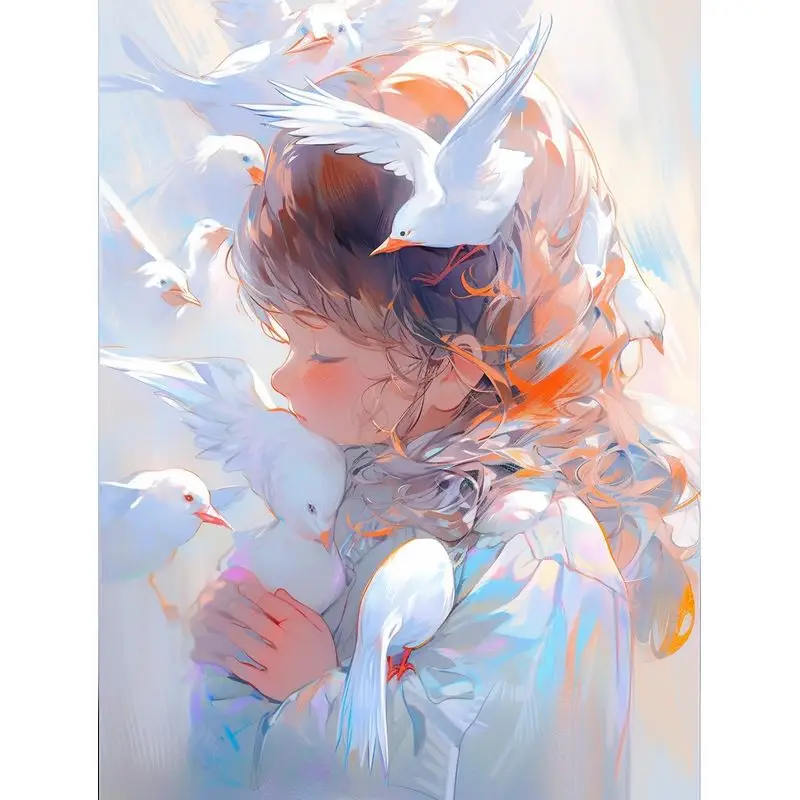 

GATYZTORY DIY Pictures By Numbers Anime Girl Coloring By Number Pigeon Drawing On Canvas Handmade Painting Art Gift Home Decor
