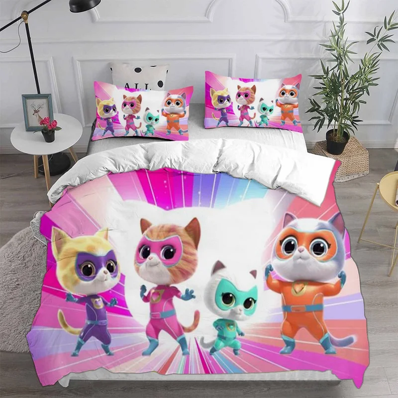 Super Kitties Bedding Sets Comforter Quilt Bed Cover Duvet Cover Pillow Case 2-3 Pieces Sets Kids Adult Size 3