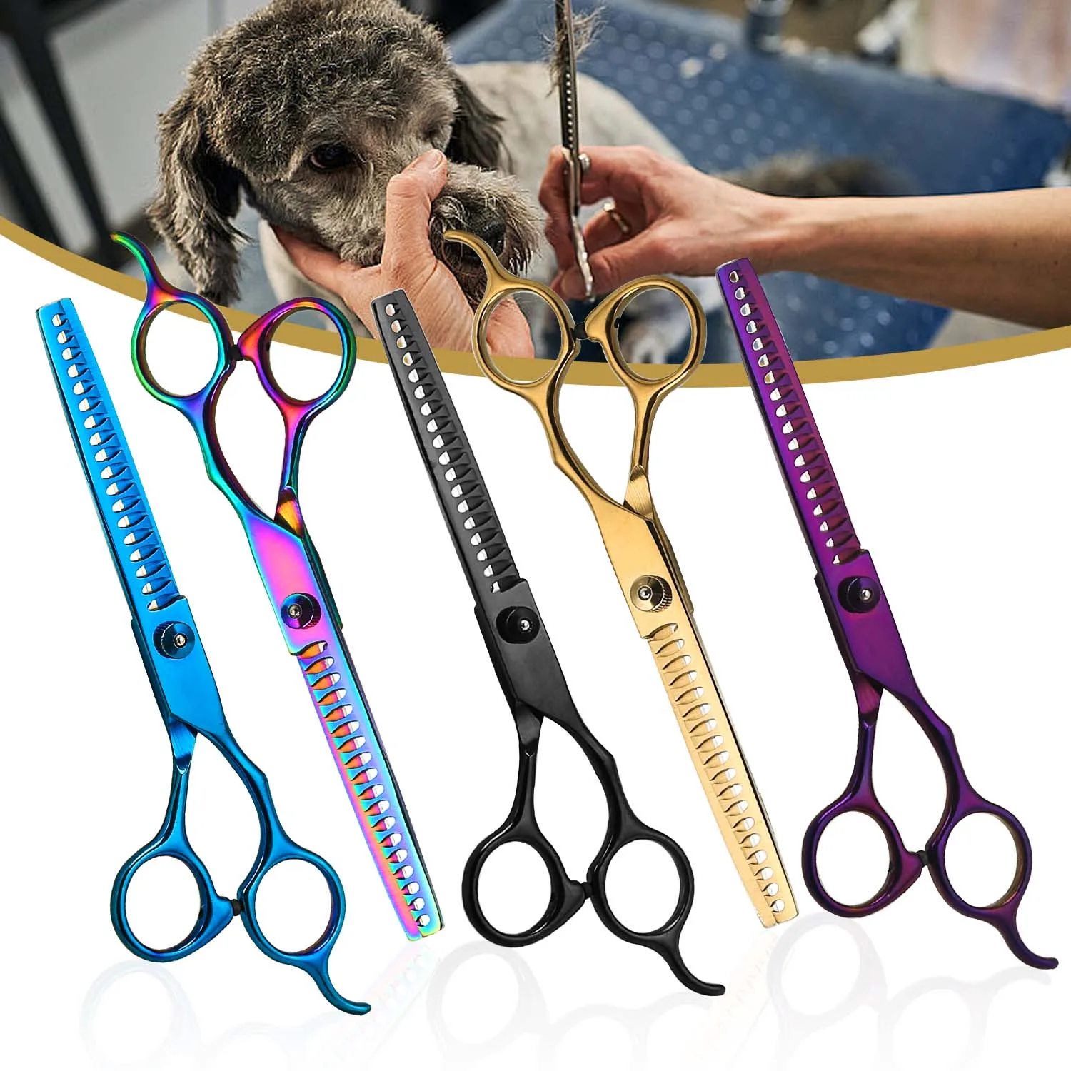 Dog Grooming Scissors Professional Dog Hair Chunker Thinning Shears Chunker Scissors Fishbone Teeth Puppy Shears