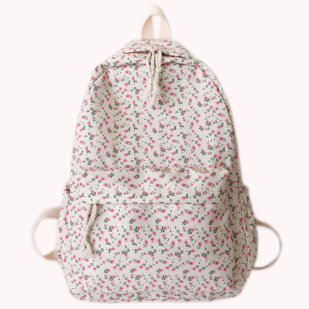 Women College Student Backpack Large Capacity Travel Laptop Rucksack Adjustable Strap Casual Floral Backpack Teenage Girl Bag