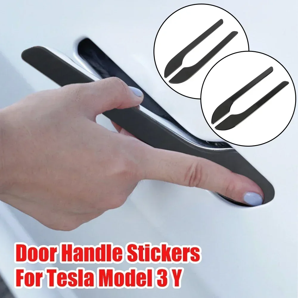 Black Carbon Fiber Door Handle Covers for Tesla Model 3 Y