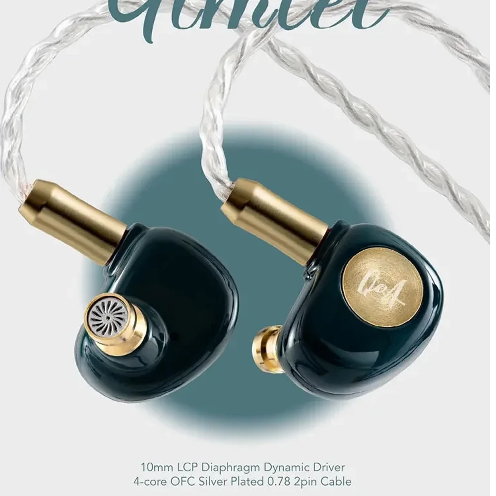 

QoA Gimlet HiFi Earphone Wired In-Ear Earphone 10mm Dynamic Driver Unit Headphone Monitor with 3.5mm Plug 2-Pin Detachable Cable