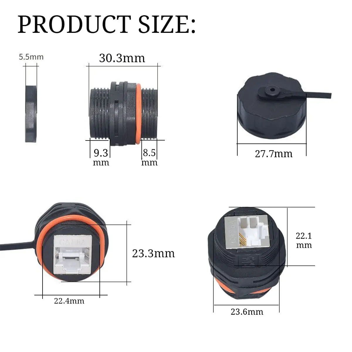 RJ45 패널 마운트 커플러, IP68 차폐형 산업용 패널 마운트 벌크헤드 이더넷 LAN 패스 스루 커넥터 (CAT5/CAT5E/CAT6A용)